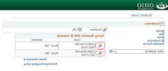 This screenshot shows the location of add and drop deadlines in the My OHIO Student Center.